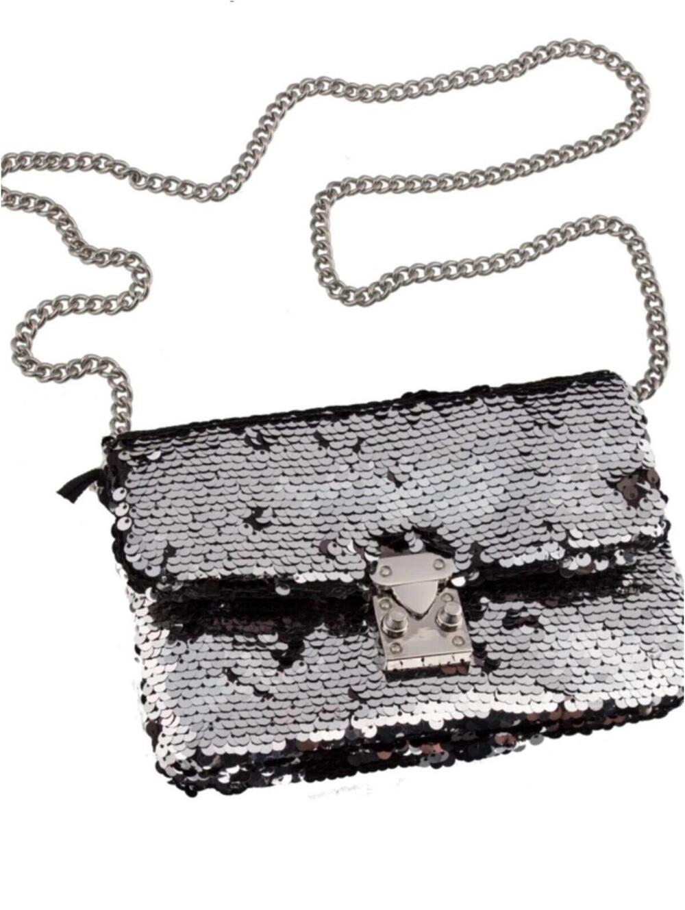 KC Jagger Silver Sequin Chain Crossbody Bag